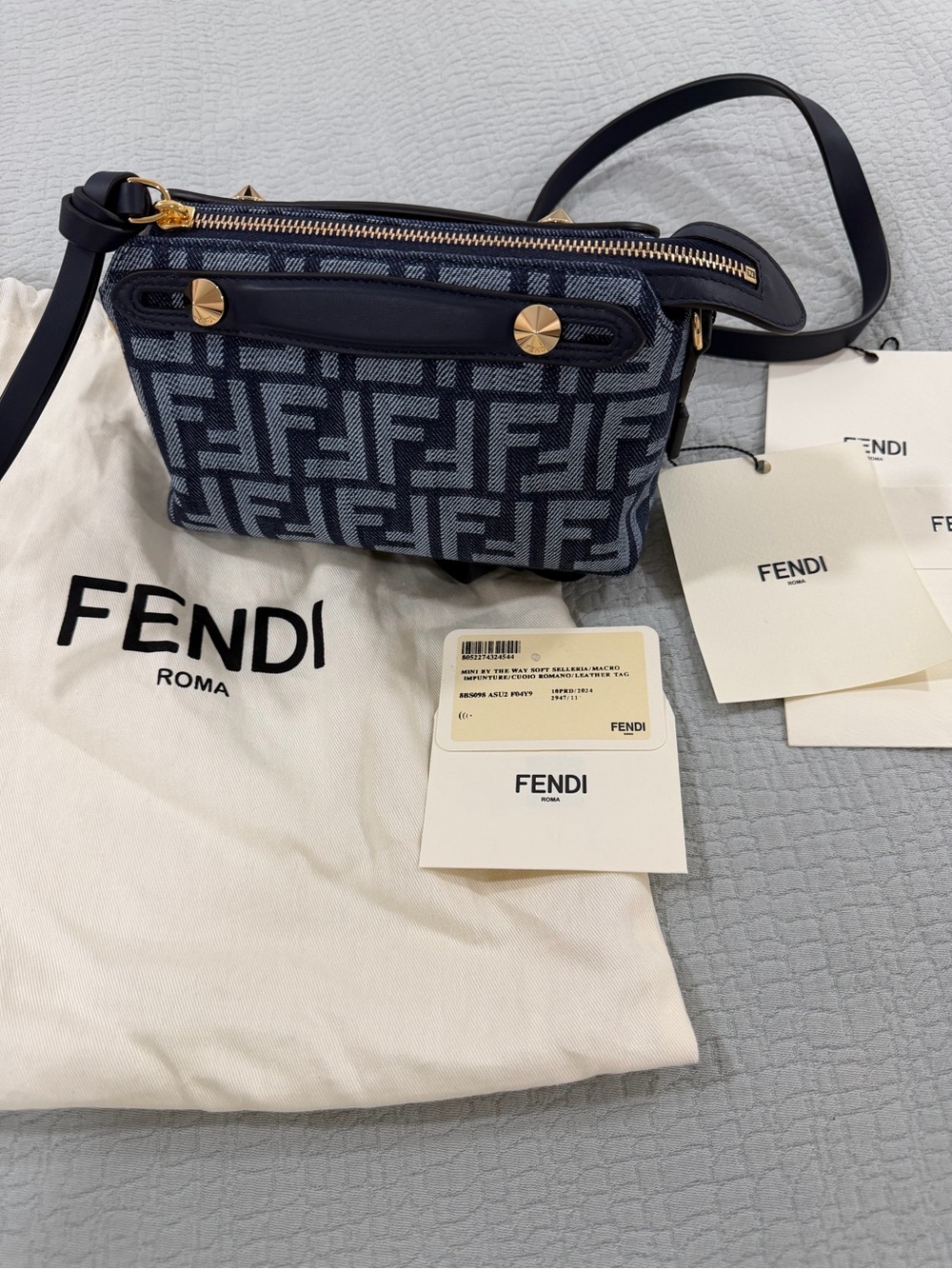 Fendi By The Way Denim Mini Shoulder Bag with Gold Hardware - Picture 6 of 14
